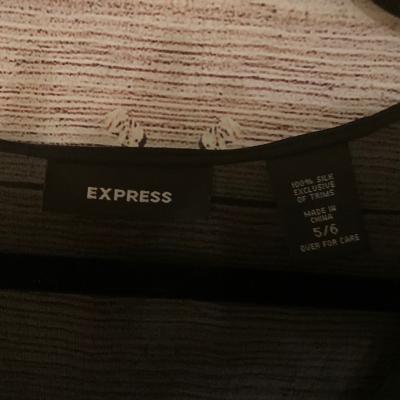 Express Sheer Blouse Sheer Tie Black 5/6 - Picture 10 of 11